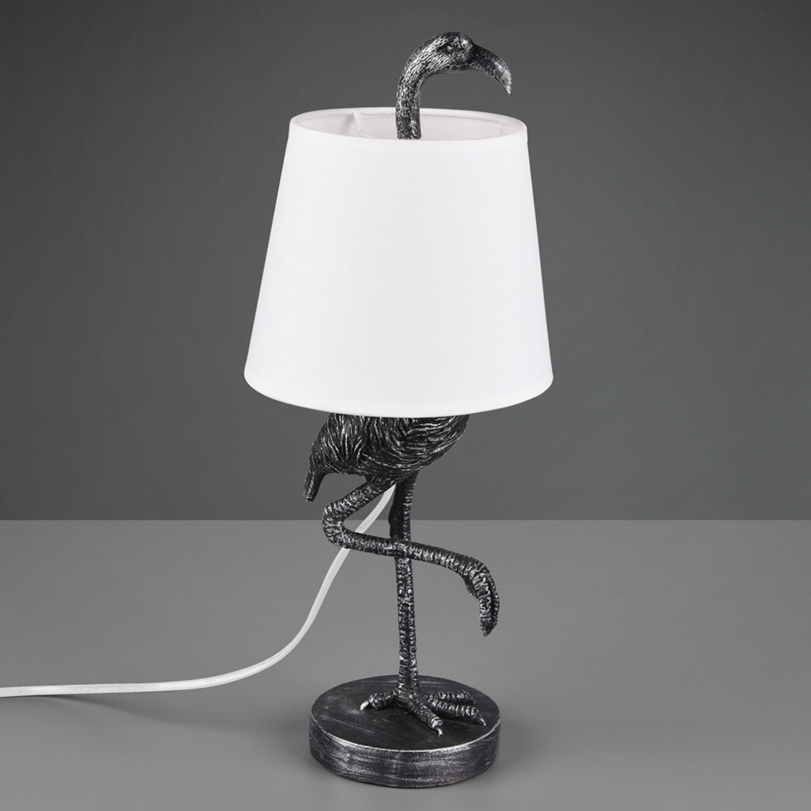 Pöytävalaisin Lola, flamingo, hopea/valkoinen