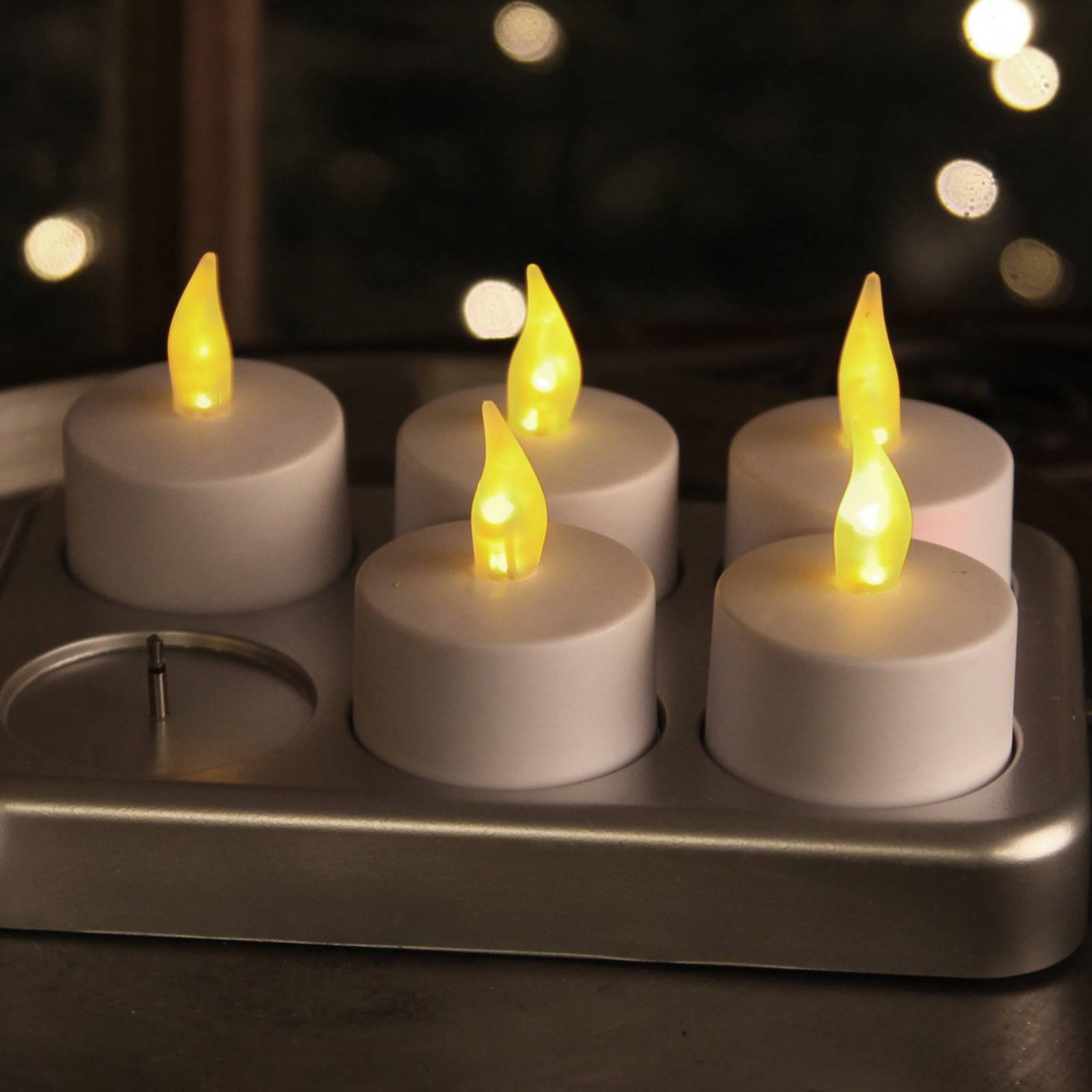 Ladattava T-Light-LED-lämpökynttilä, 6 kpl/pakkaus