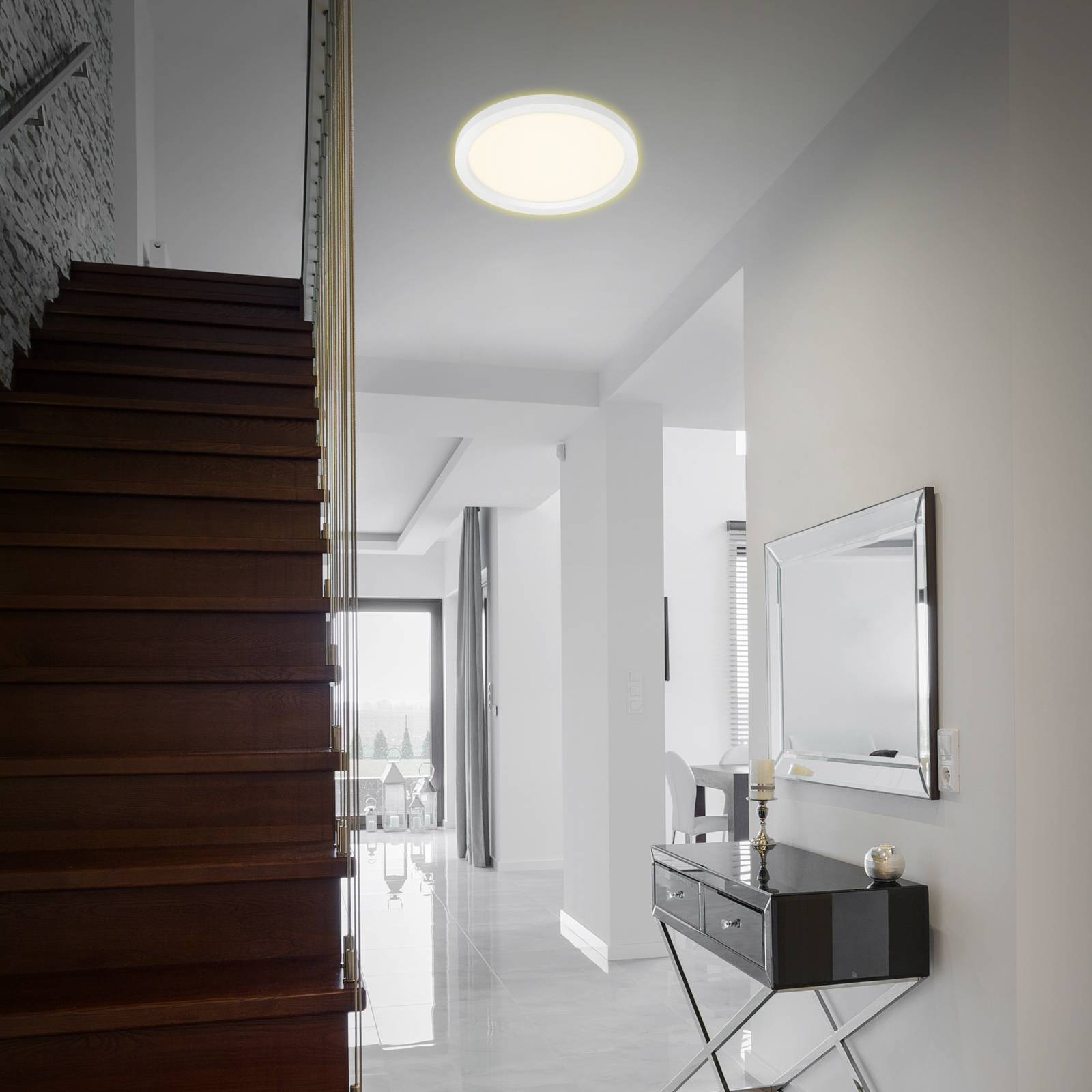 LED-kattovalaisin 7361, Ø 29 cm, valkoinen