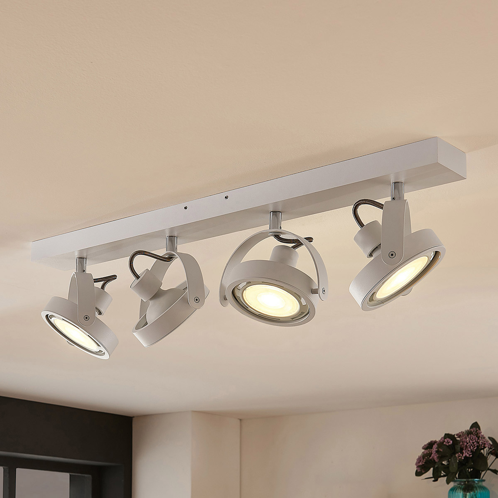 Valkoinen GU10-LED-kattospotti Munin, himm.