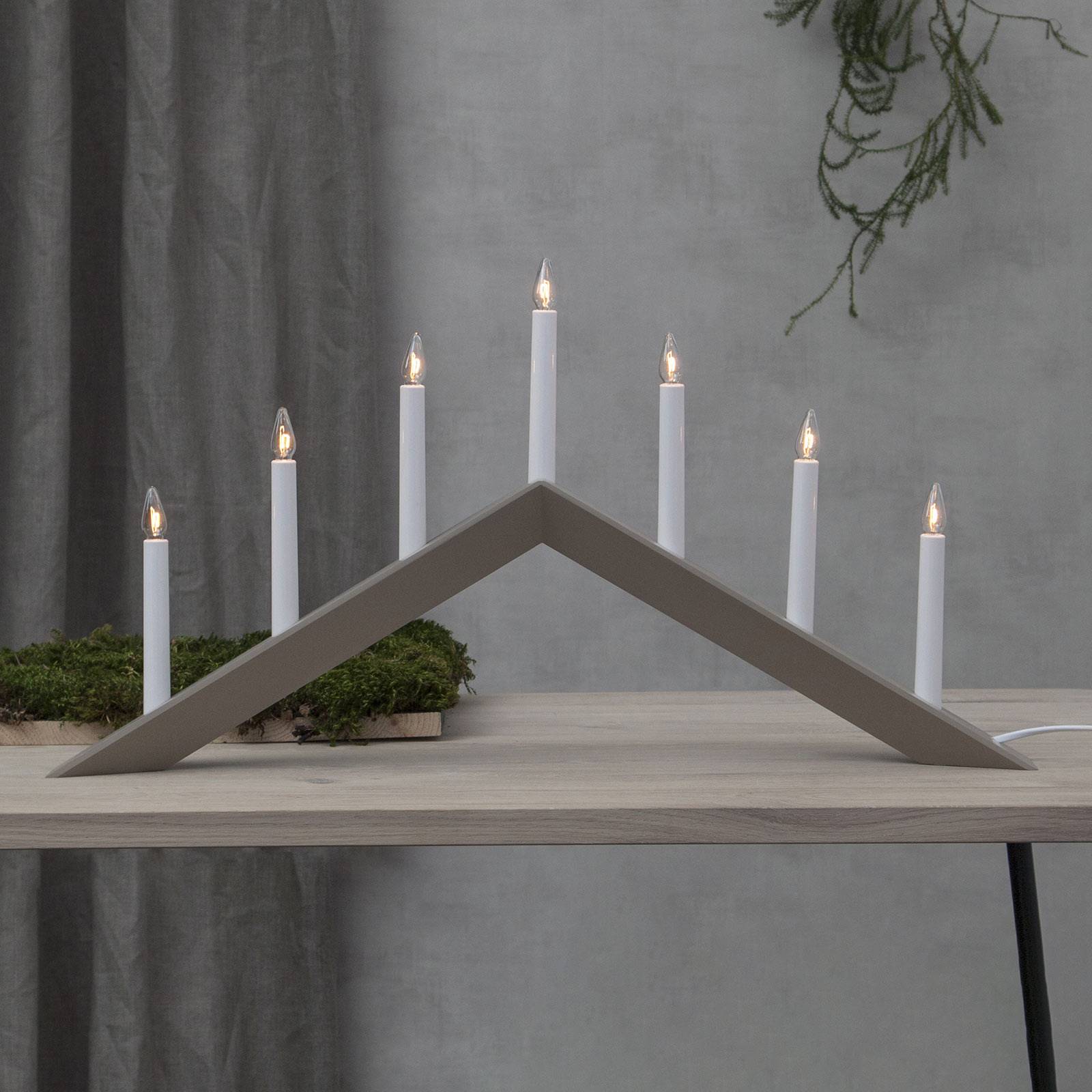 Kynttelikkö Arrow, loiva, 7-lamppuinen, harmaa
