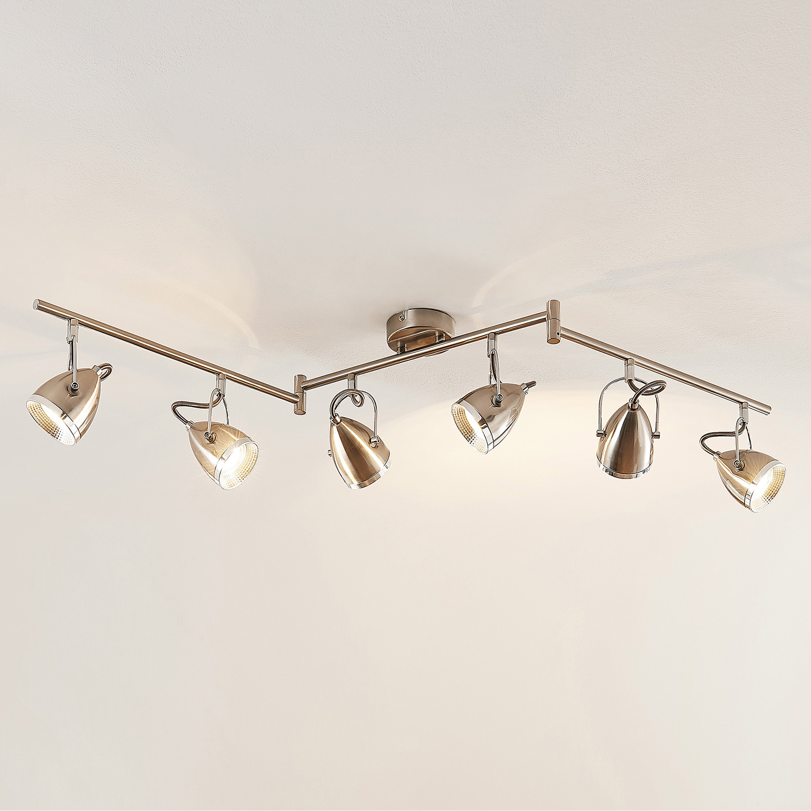 Lindby Jadon LED -kattovalaisin nikkeli, 6-lamp.