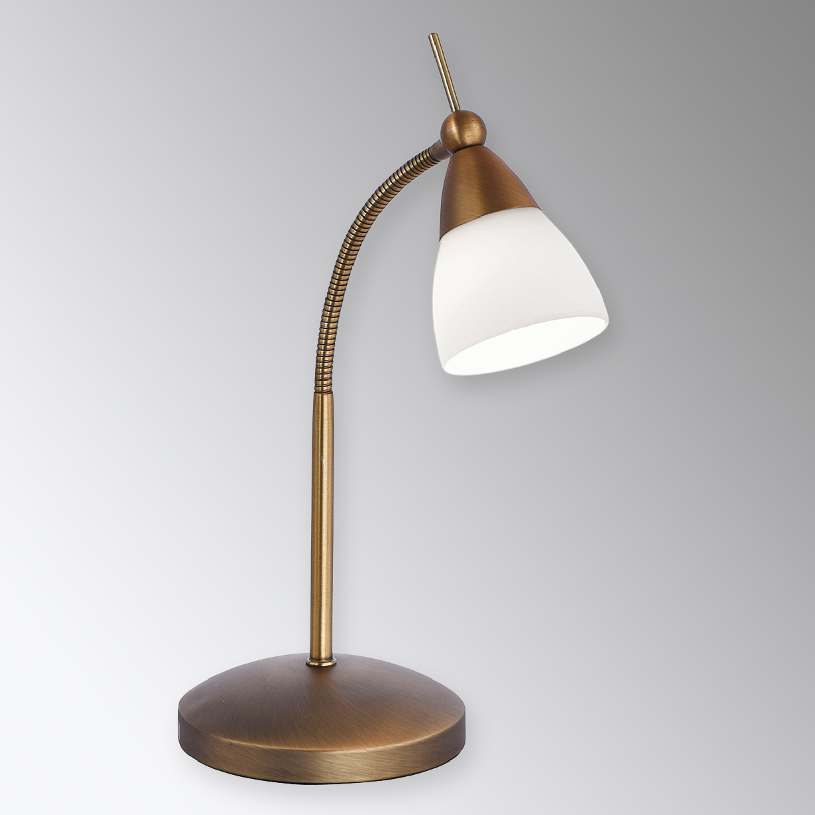 Klassinen LED-pöytälamppu Pino, vanha messinki