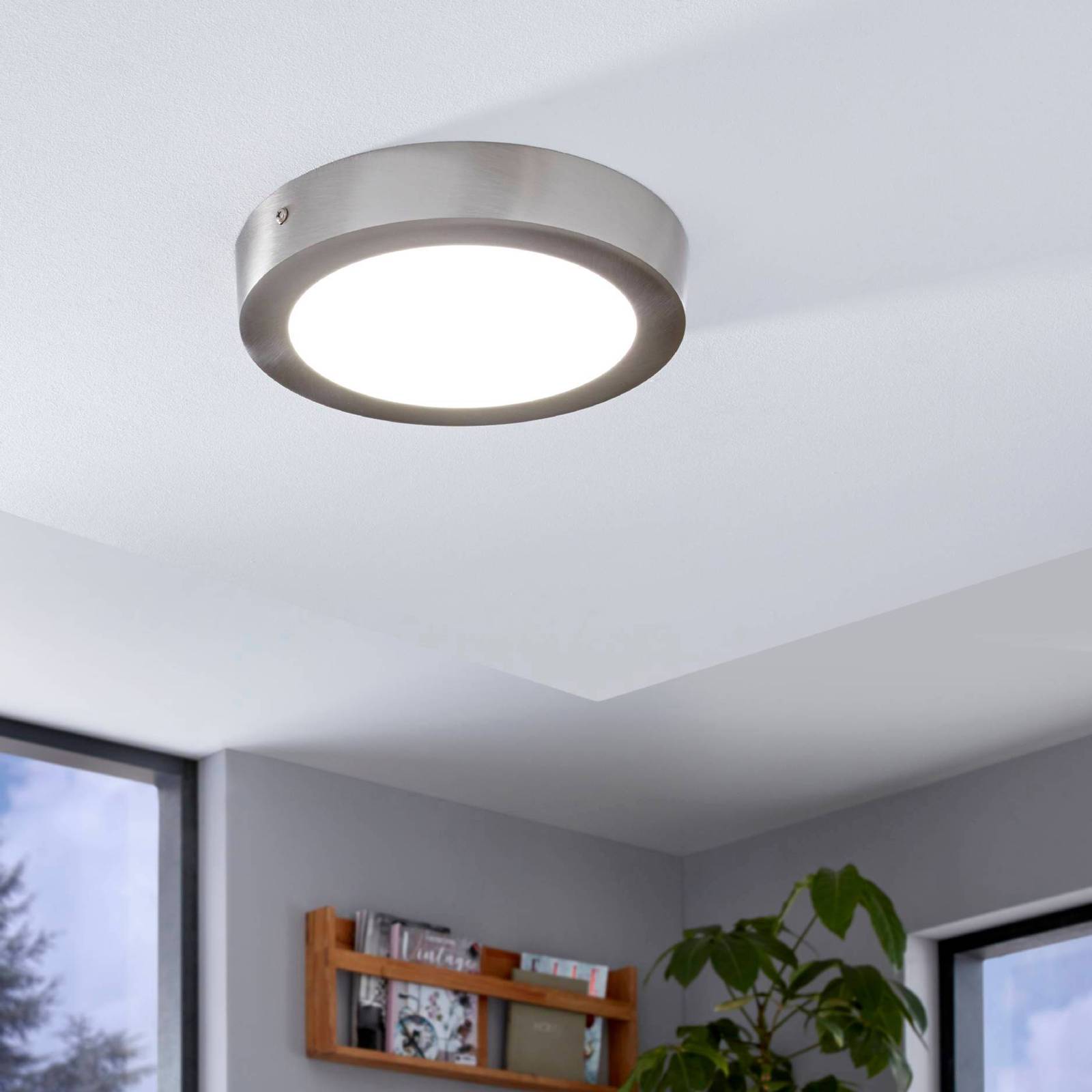 Fueva-Connect LED-kattovalaisin, 22,5 cm, nikkeli