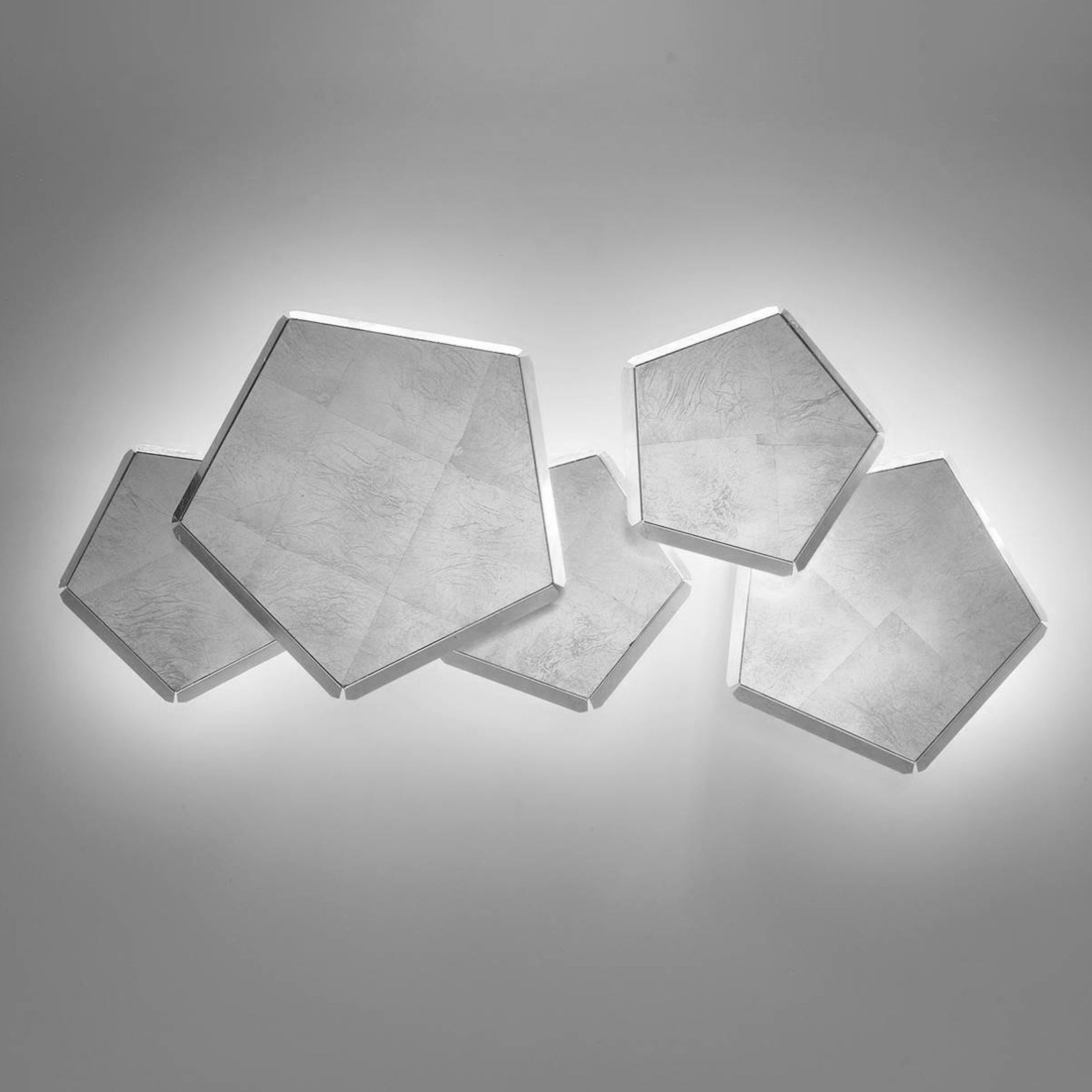 LED-seinävalaisin Pleiadi lehtihopea, 5-lamppuinen