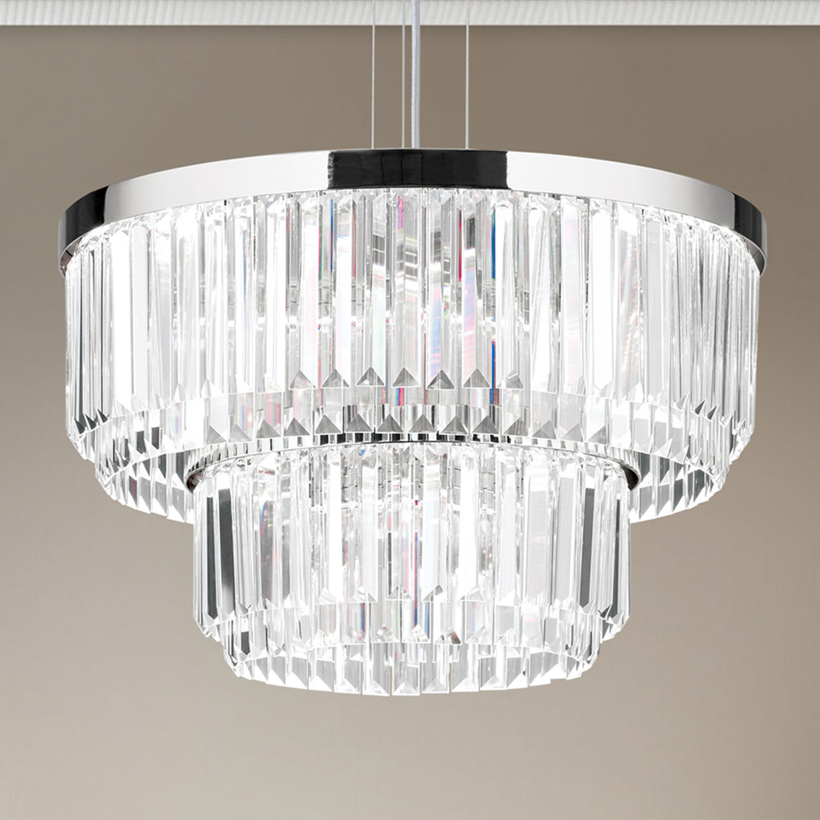 LED-riippuvalaisin Prism, pyöreä, kromi