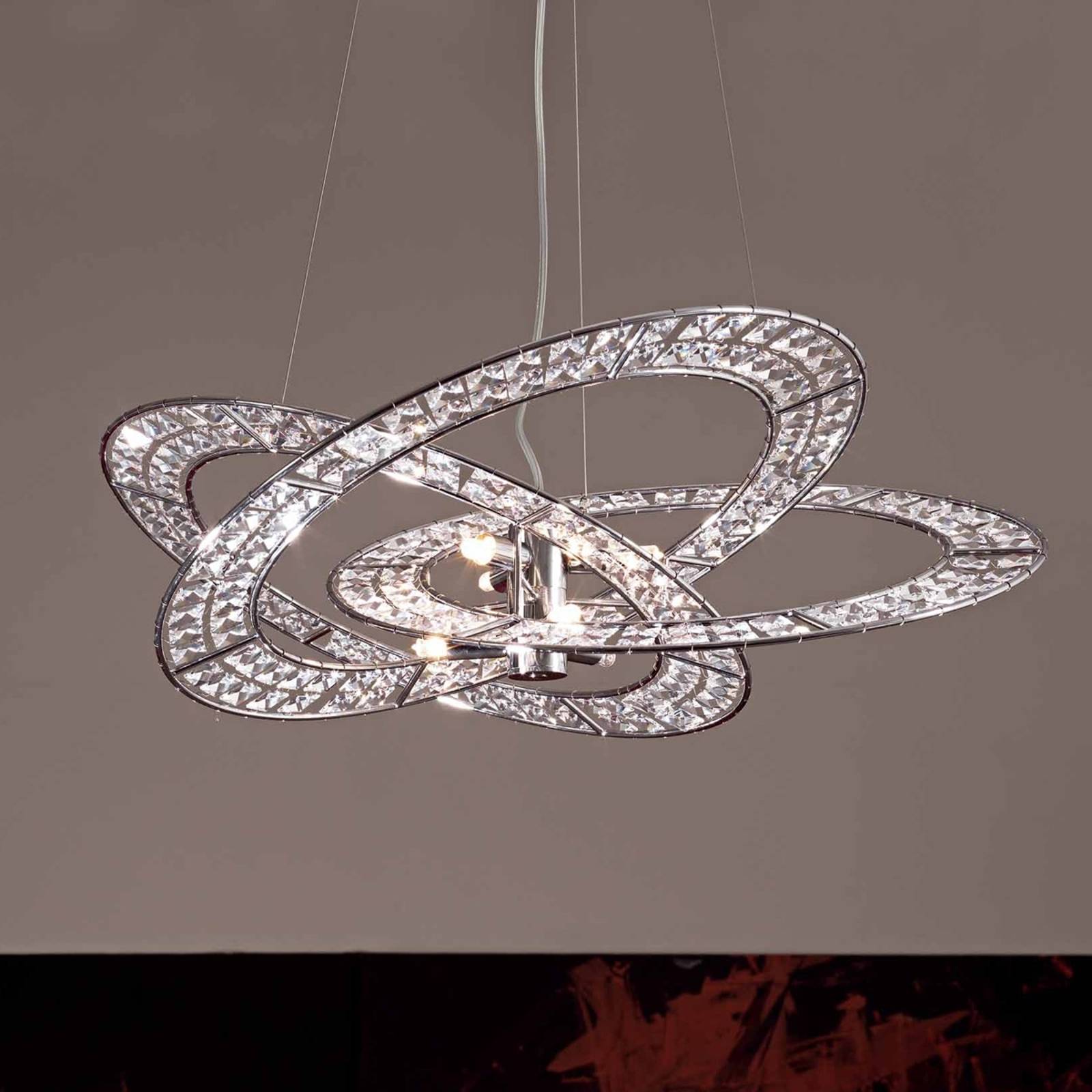 Kristalliriippuvalaisin Trilogy 6-lamp. kirkas