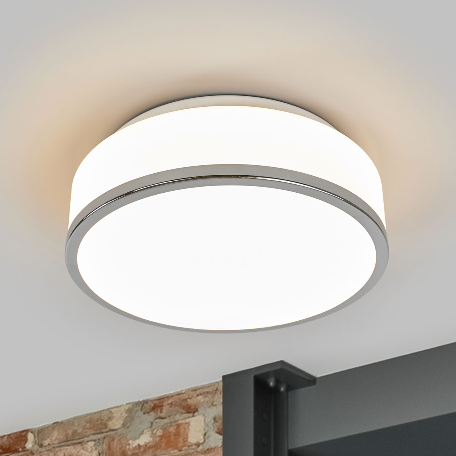 Flush IP44 -kattovalaisin, Ø 28 cm, kromia