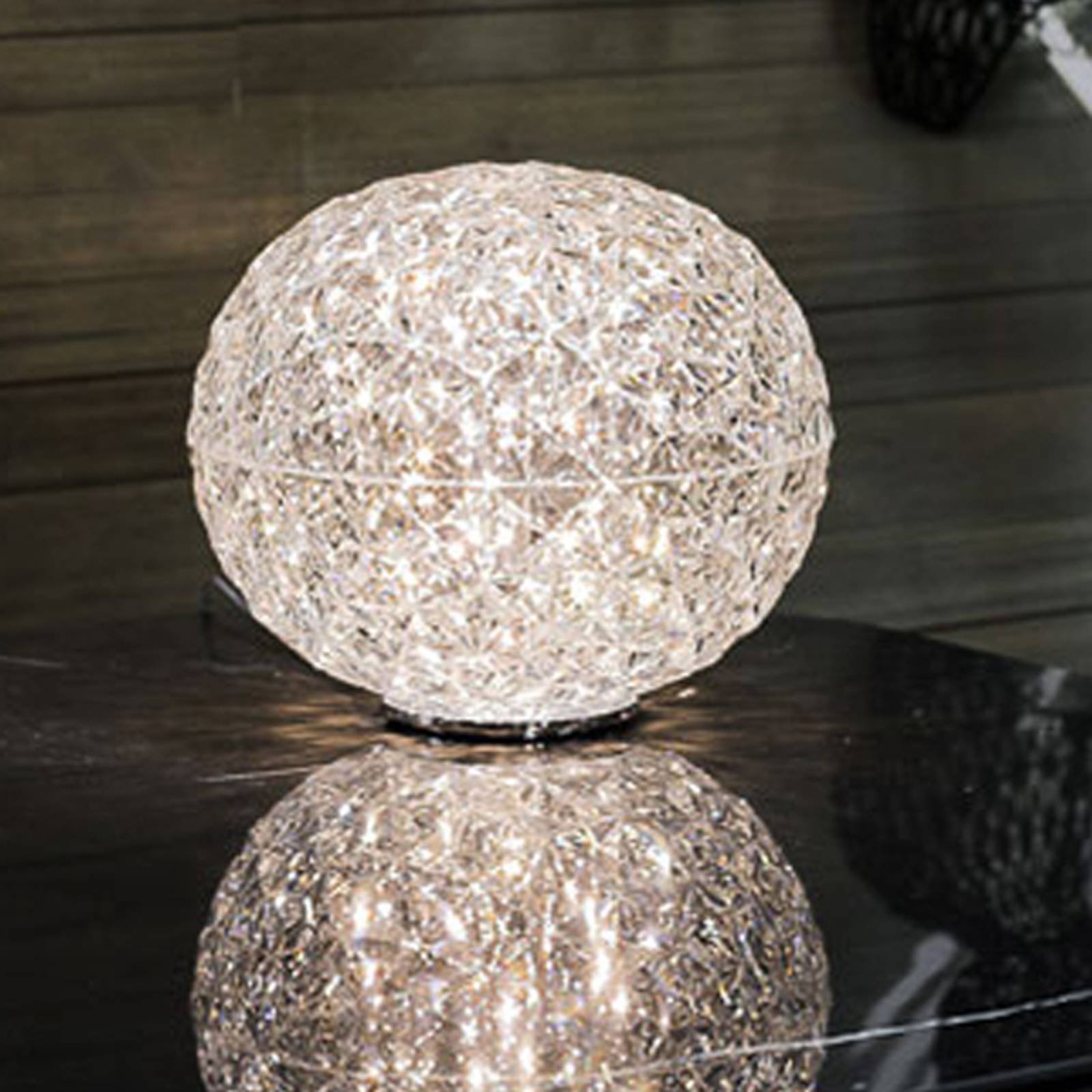 Kartell Planet -LED-pöytälamppu pyöreä, läpinäkyvä