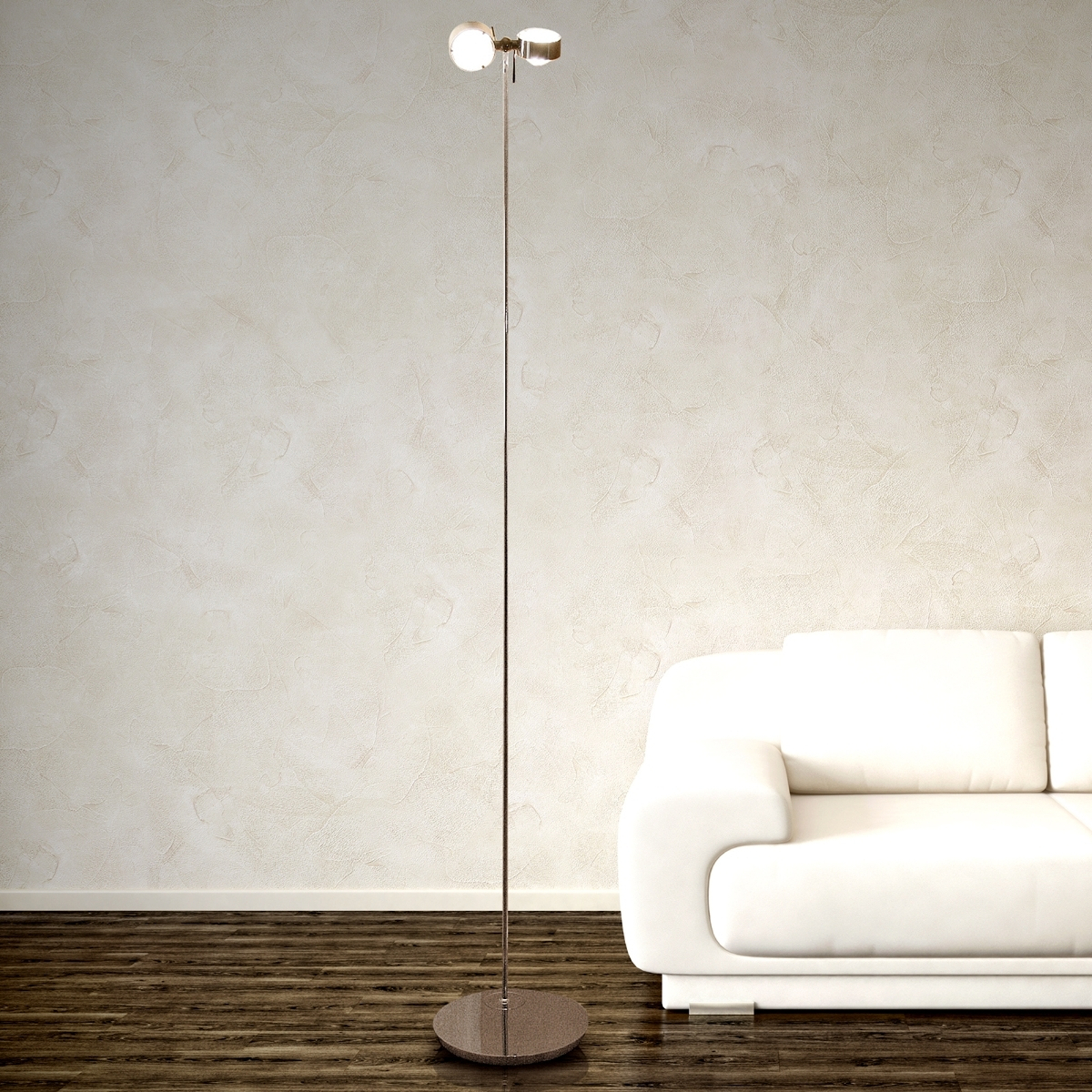 PUK FLOOR -lattiavalaisin, kromi, 2-lamp.