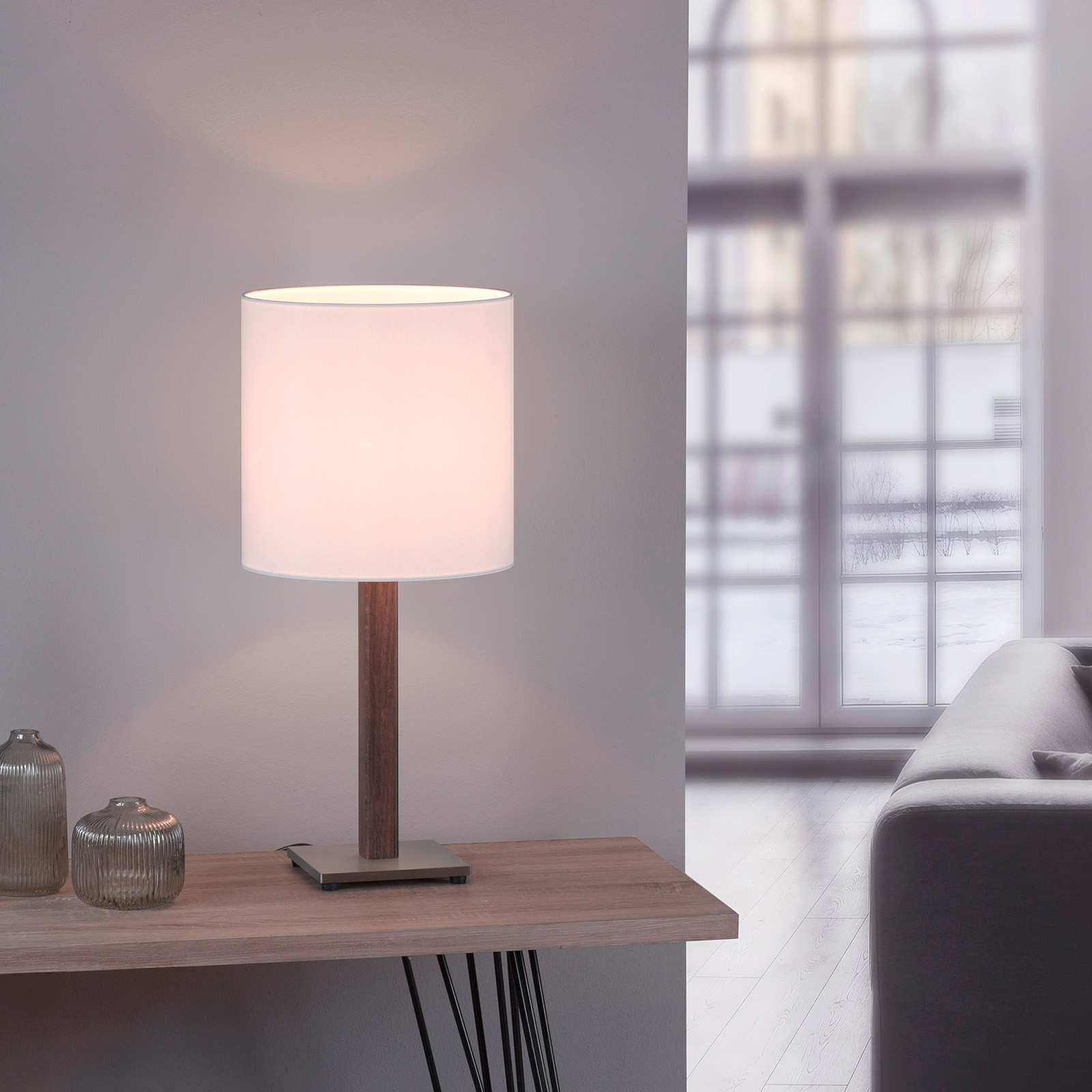 Lucande Elif -pöytä valkoinen kulmikas tumma