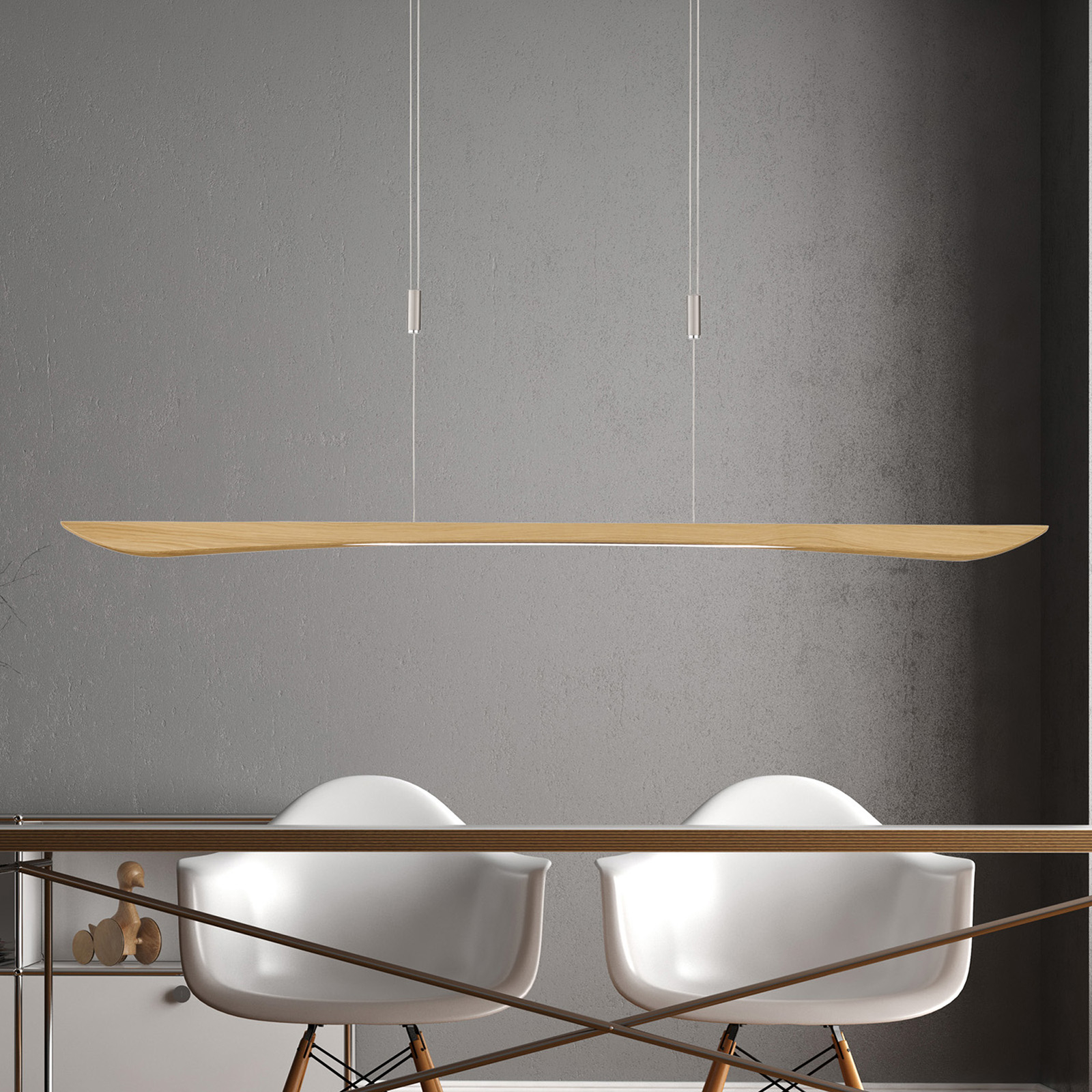 Lucande Hiba -LED-riippuvalo luonnontammi 148 cm