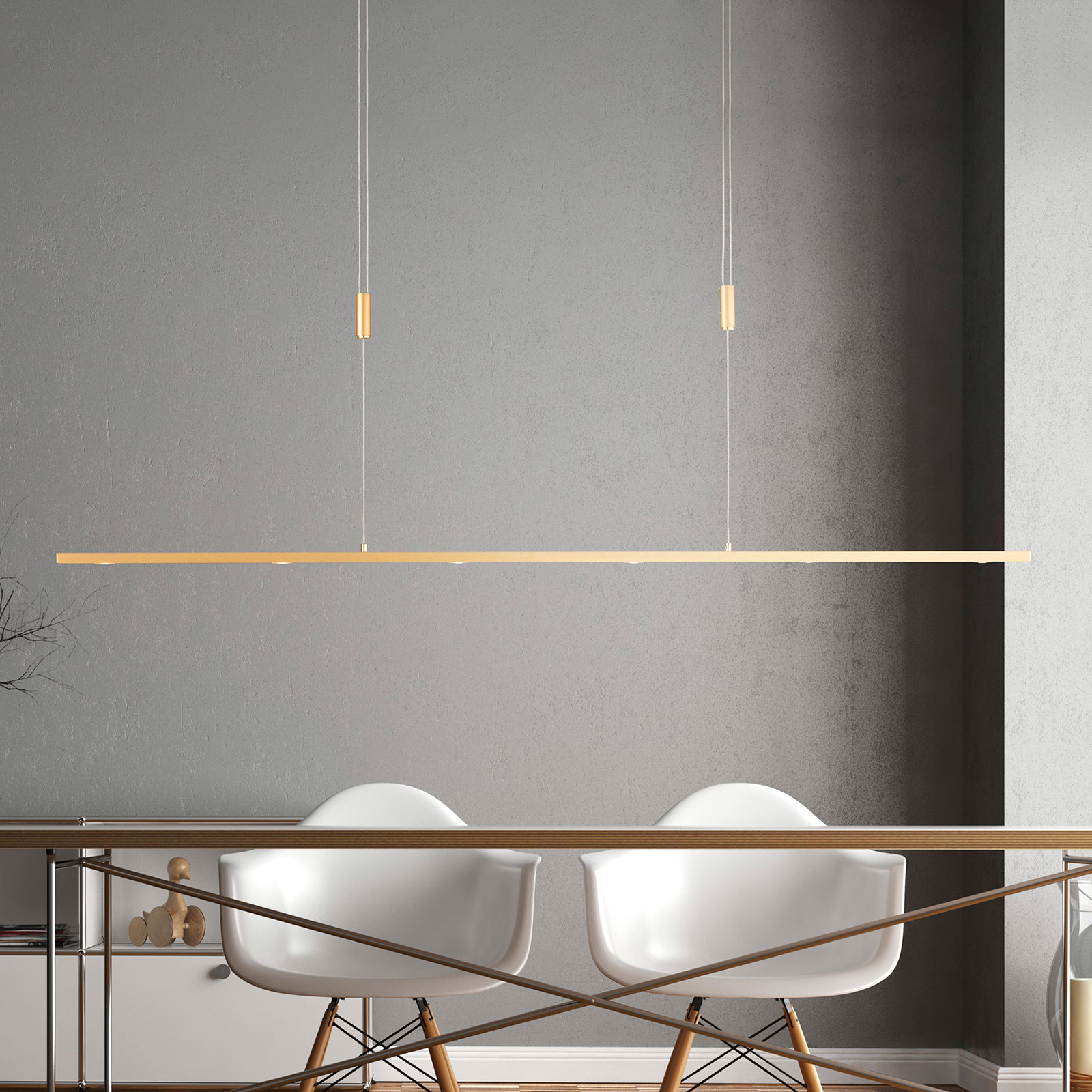 Lucande Tolu LED-riippuvalaisin, messinki, 139 cm