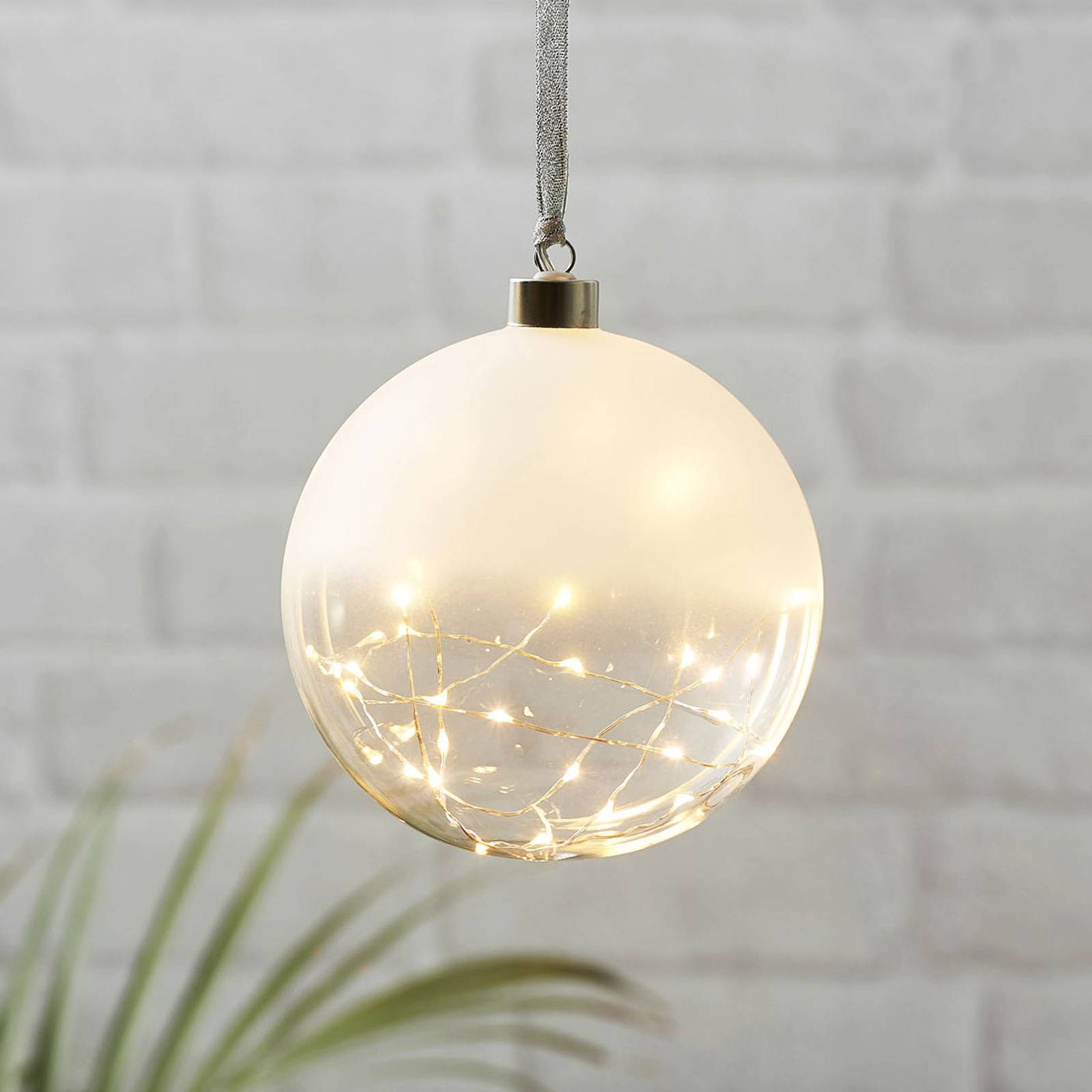 Glow-LED-koristepallo, huurrettu/kirkas Ø 15 cm