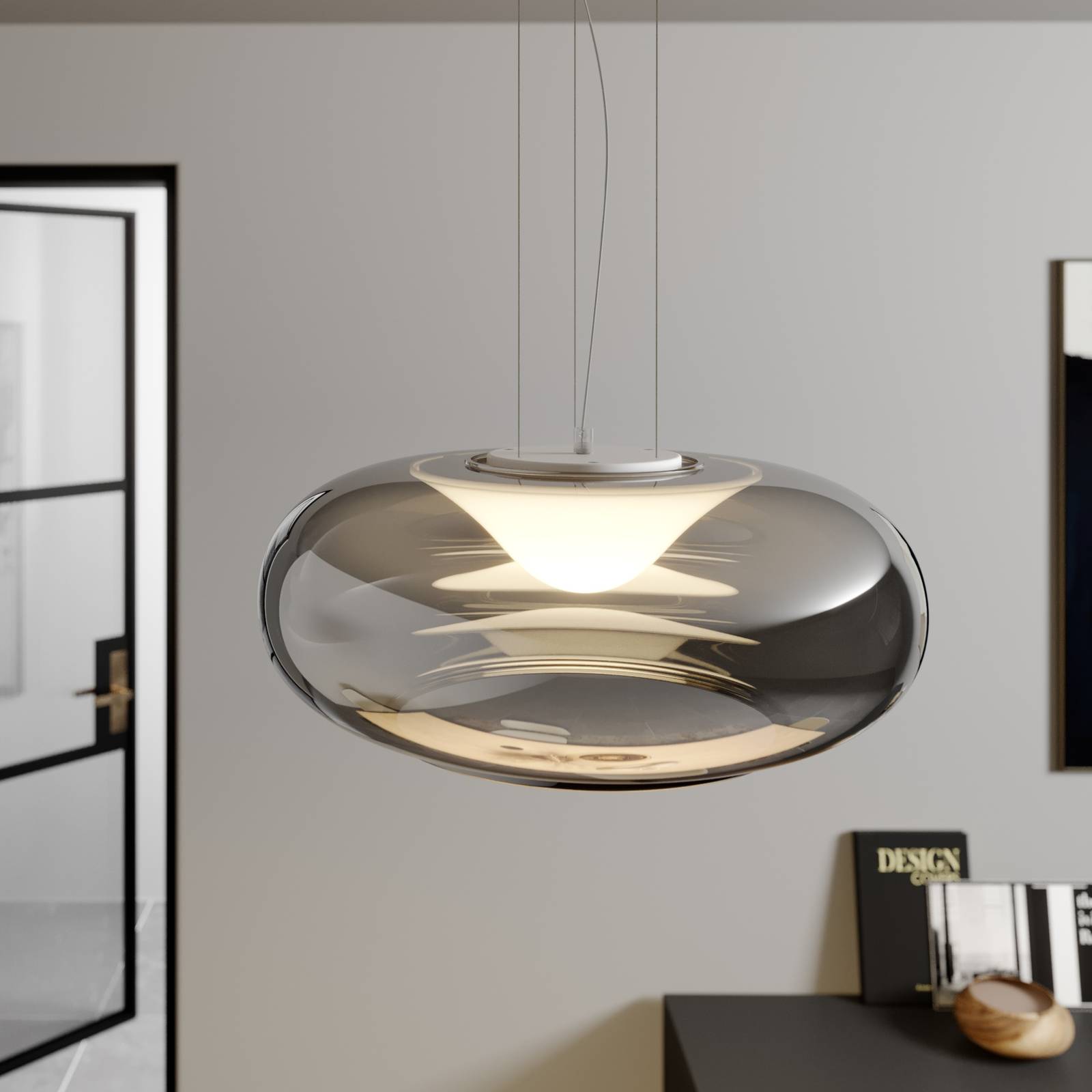 Lasinen LED-riippuvalaisin Mijo savunharmaa