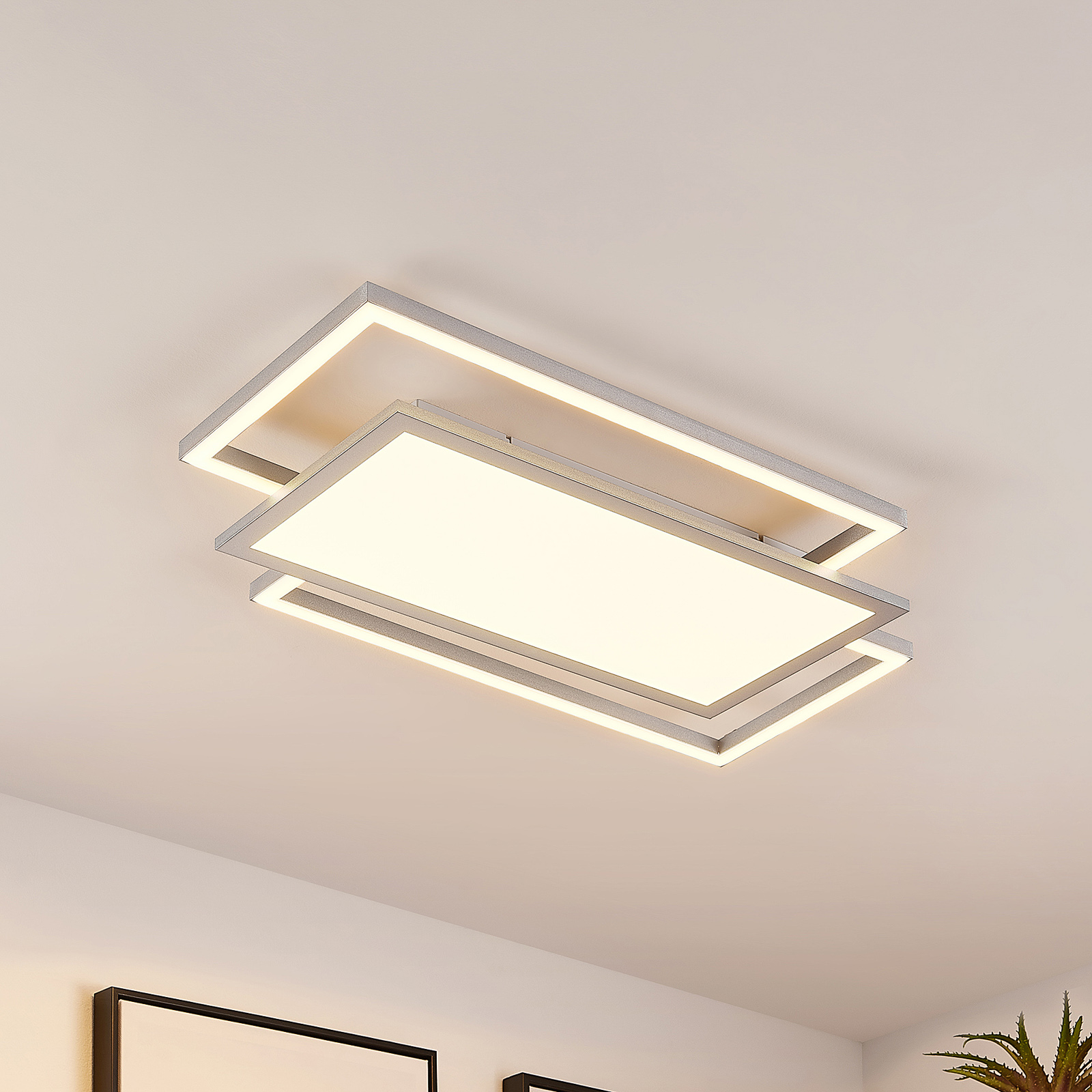 Lucande Ciaran -LED-kattovalaisin, suorakaide