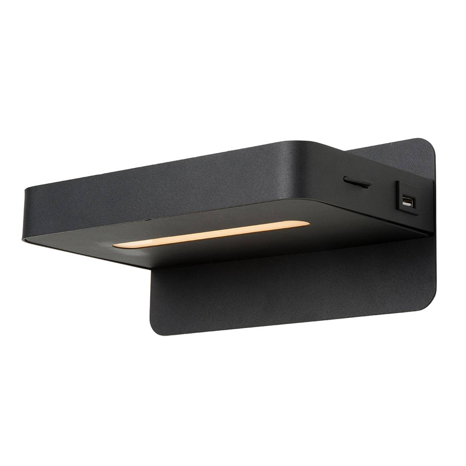 Musta Atkin-LED-seinävalo USB-liitännällä