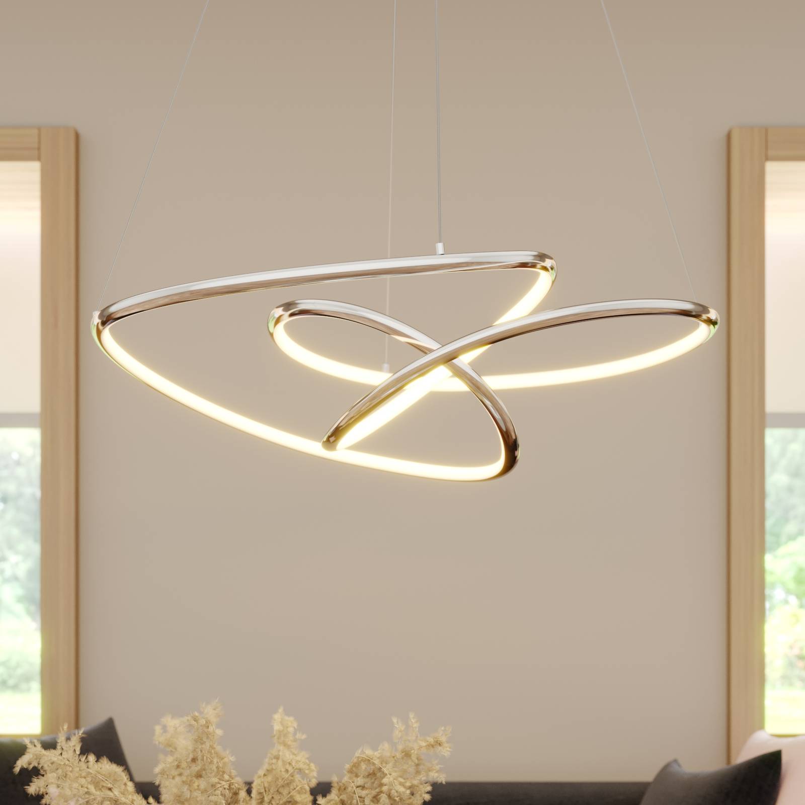 Lucande Fluxus -LED-riippuvalo, 3-port. himmennys