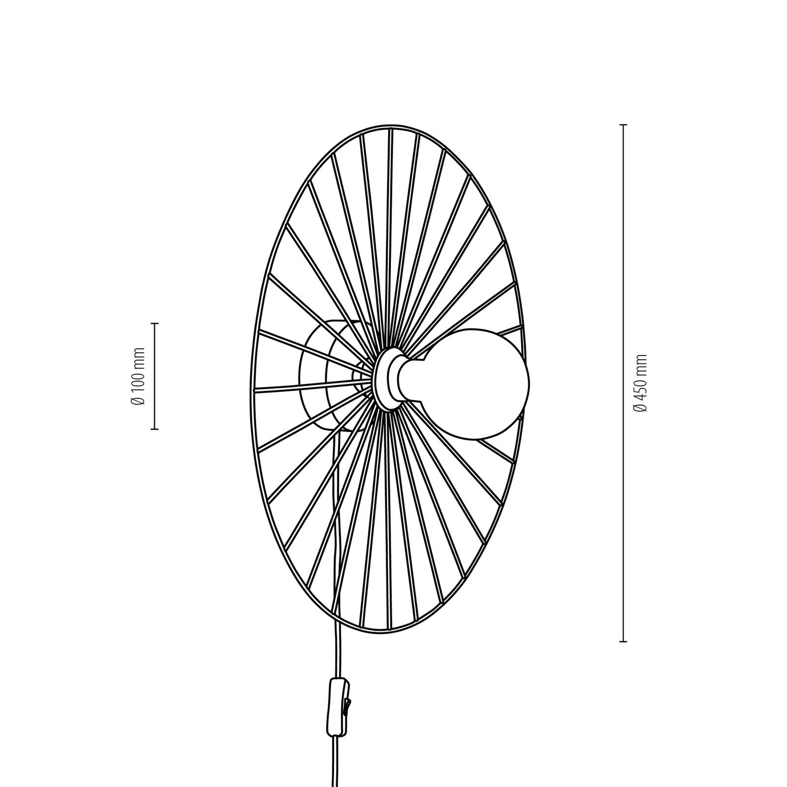 Envolight Yahel -seinälamppu, tammi/musta, Ø 45 cm