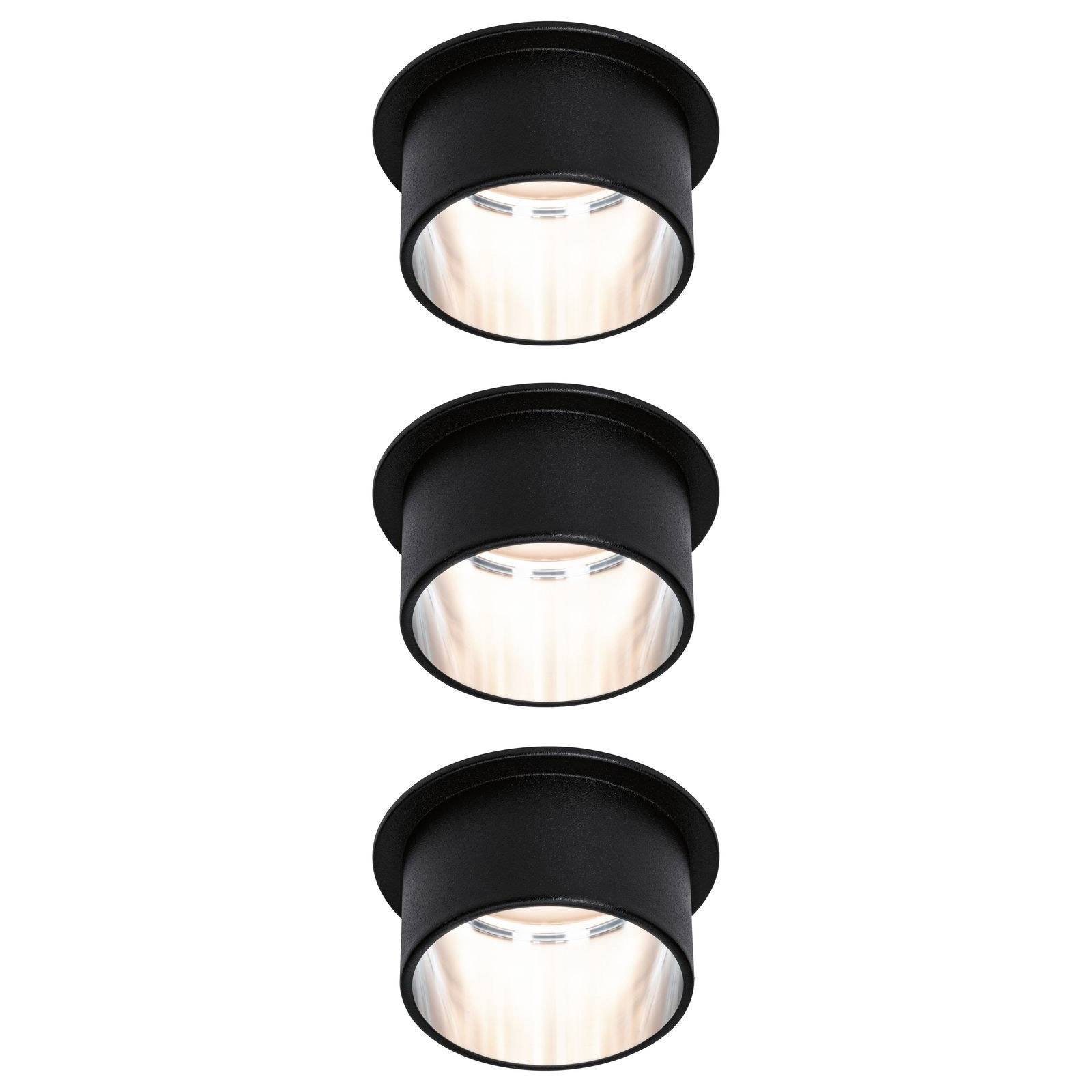 Paulmann Gil -LED-uppovalo mattamusta/rauta 3 kpl