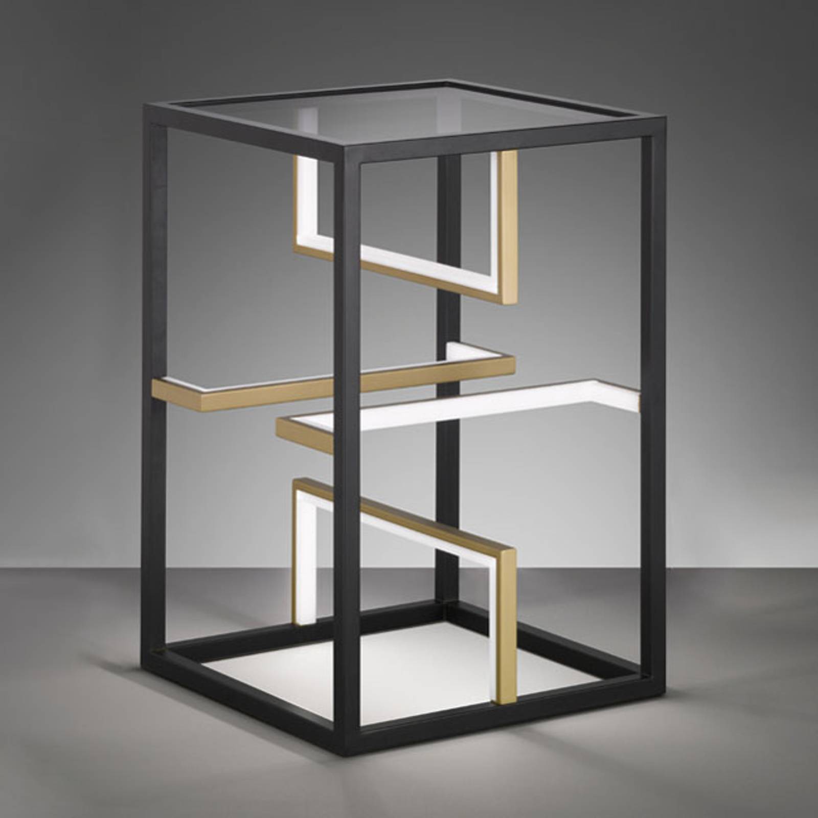 Square-LED-pöytävalaisin 40x40cm, korkeus 60 cm