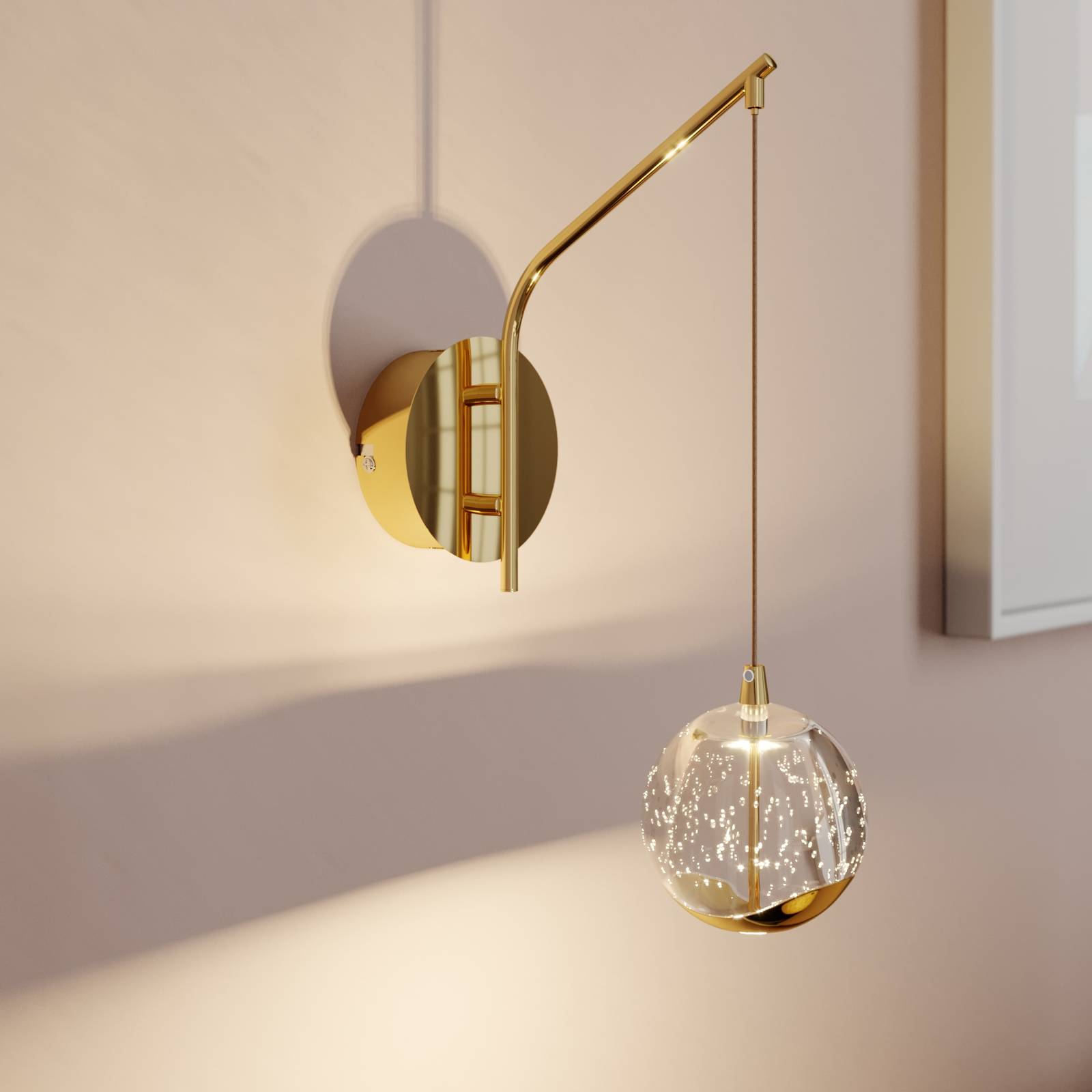 LED-seinävalaisin Hayley, riippuva pallo, kulta