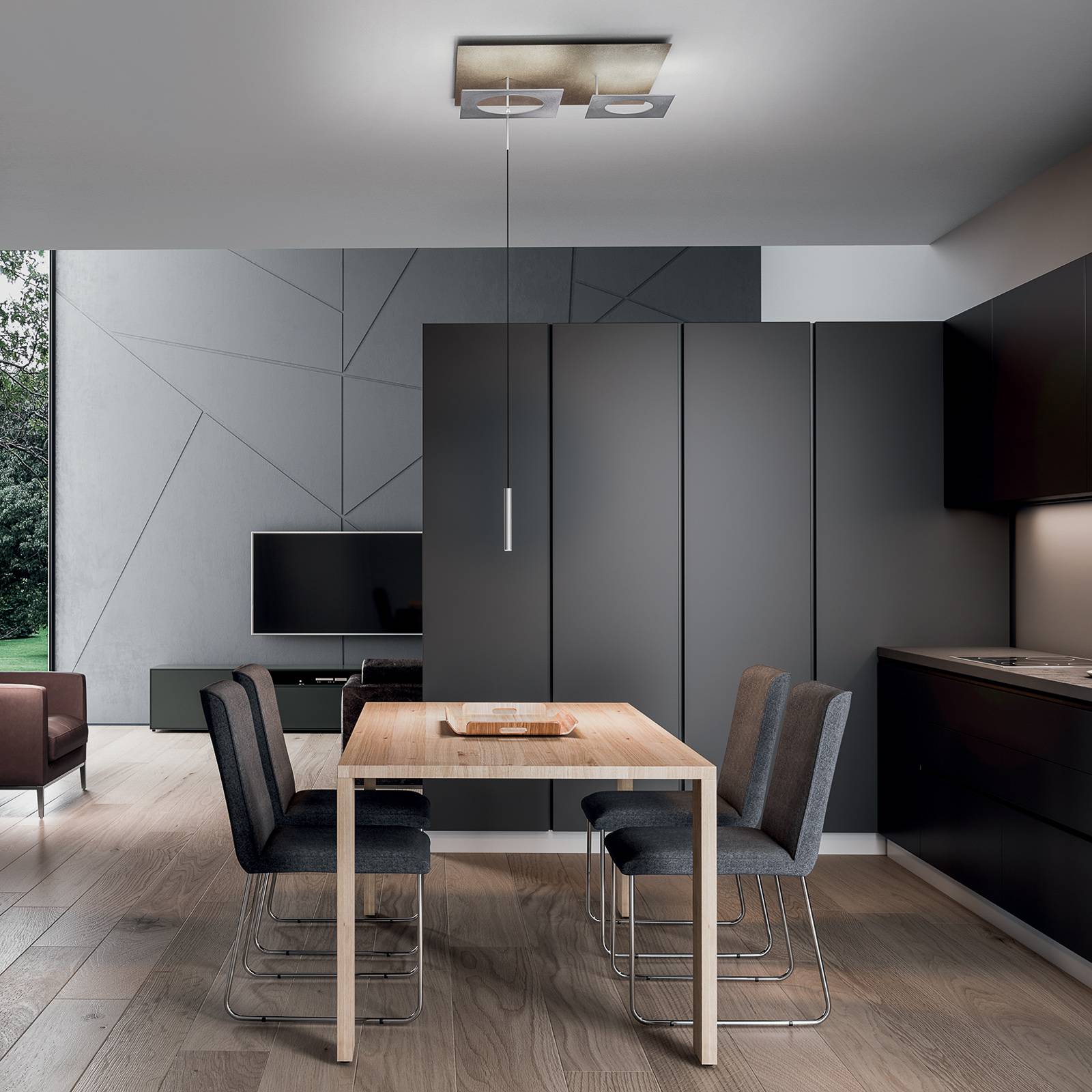 ICONE-LED-kattovalaisin Petra-S3 ecrú, alumiini