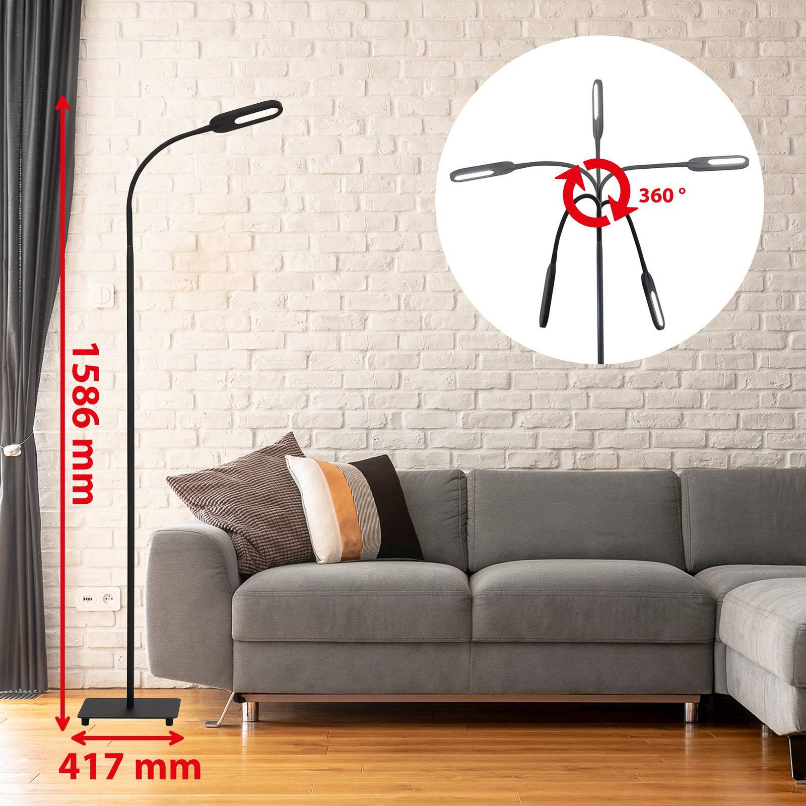 LED-lattiavalo 1297-015 himmennettävä, musta