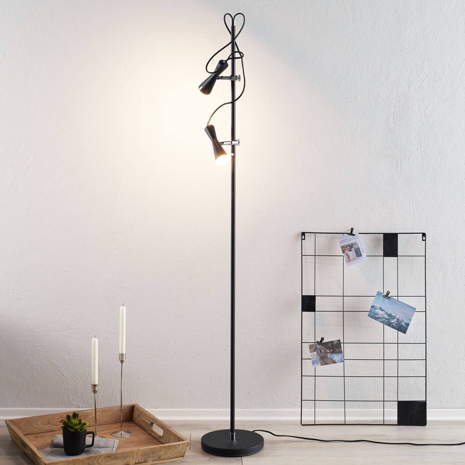 Tyylikäs LED-lattiavalaisin Move, 2-lamp., musta