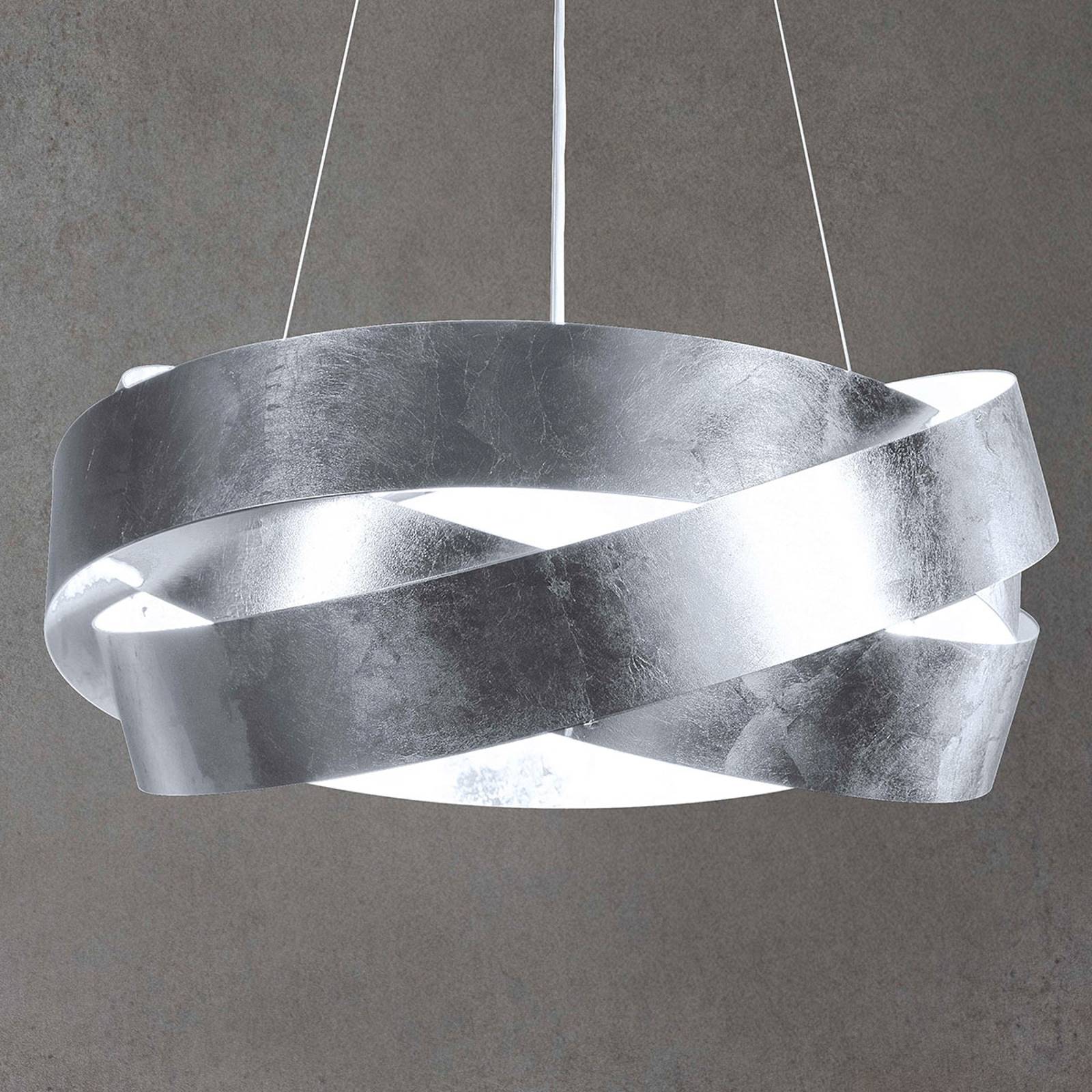 LED-riippuvalaisin Pura, lehtihopeaa, 100 cm