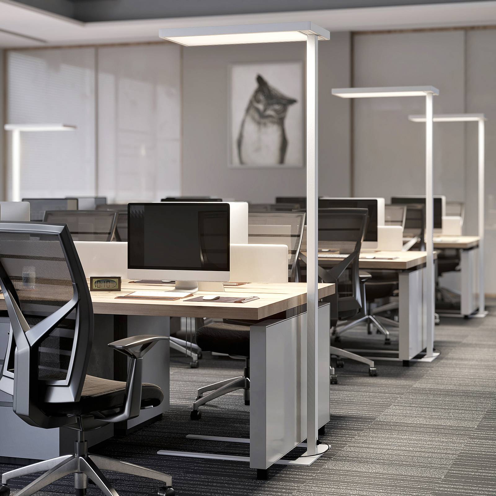 Toimiston LED-lattiavalaisin Somidia, valkoinen
