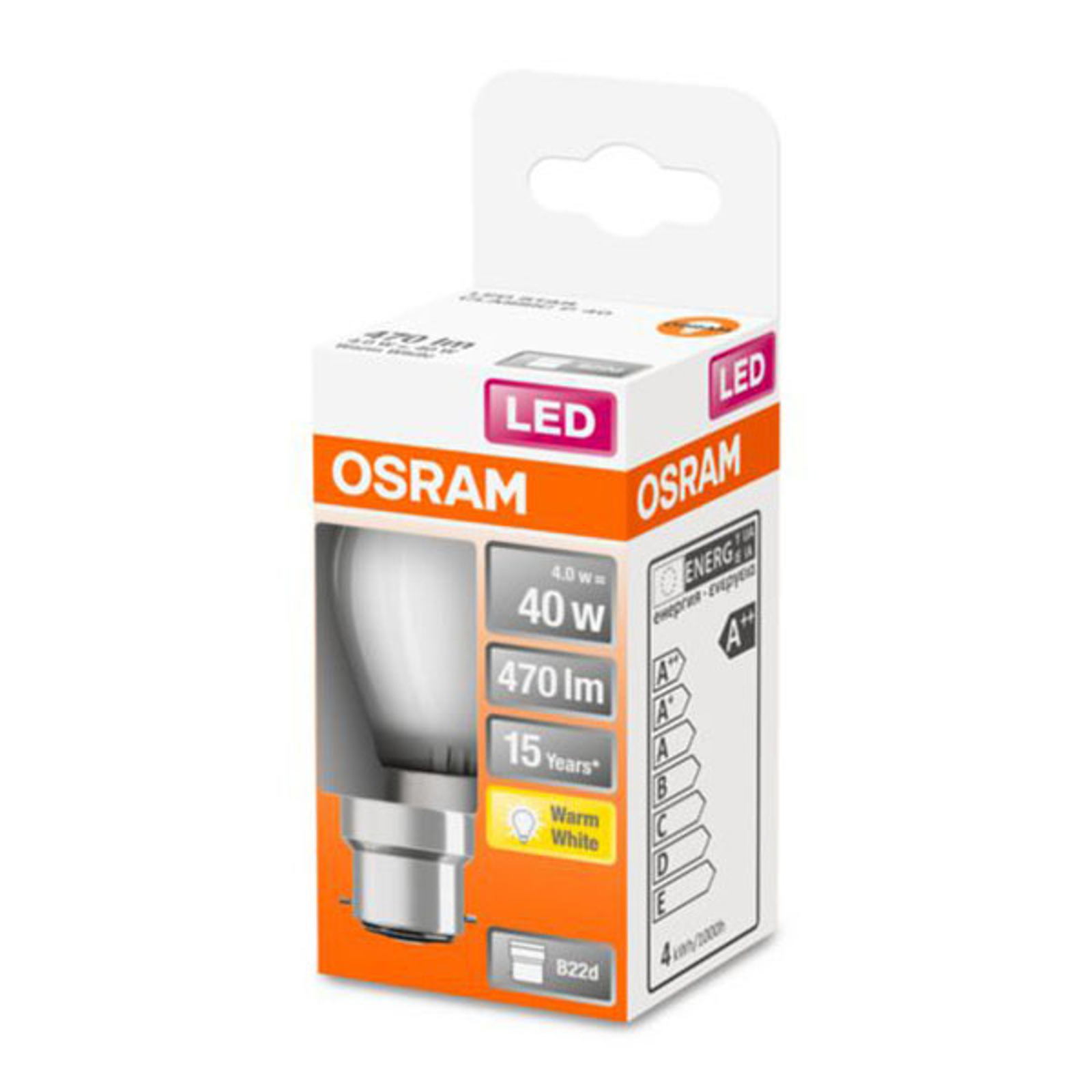 OSRAM-LED-golfpallolamppu B22d 4W 2 700 K matta