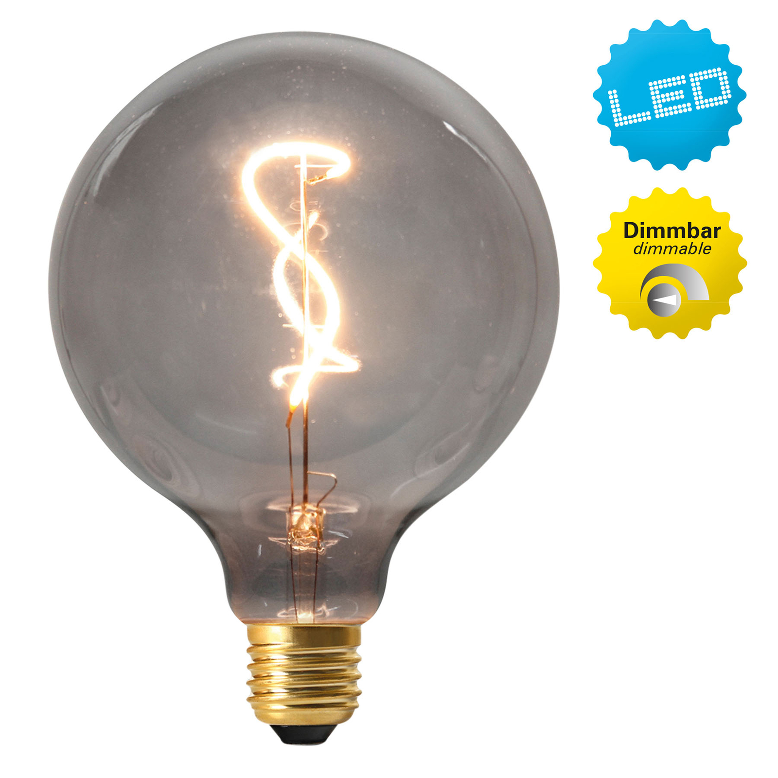 LED-globe-lamppu E27 4W 2 000 K, harmaa
