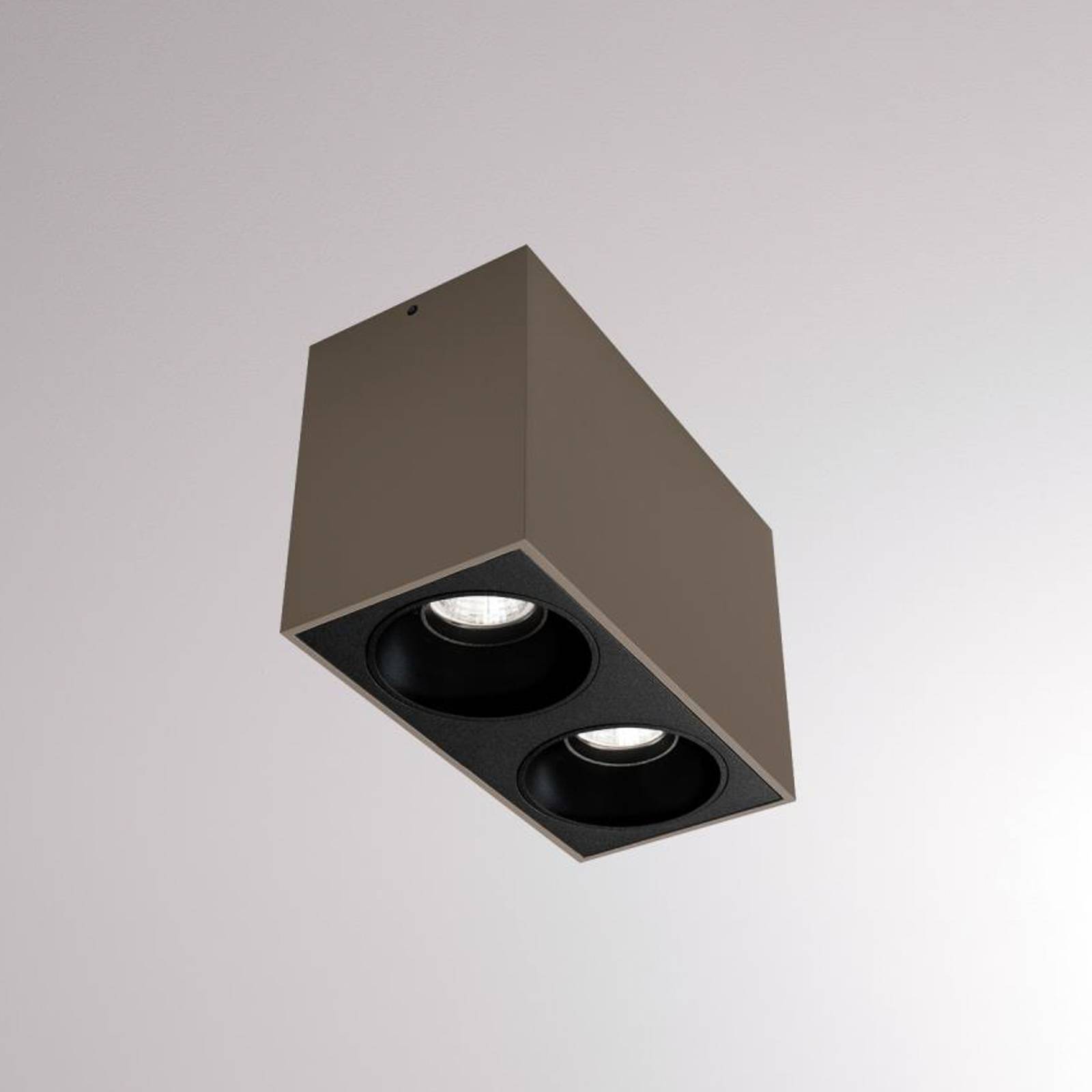 LOUM Atus Square -LED-kattovalo, 2-lamp., terra
