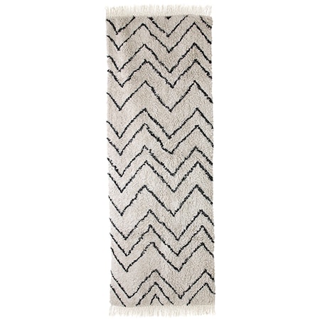 Runner Matto Zigzag Valkoinen/Musta 75x220 cm